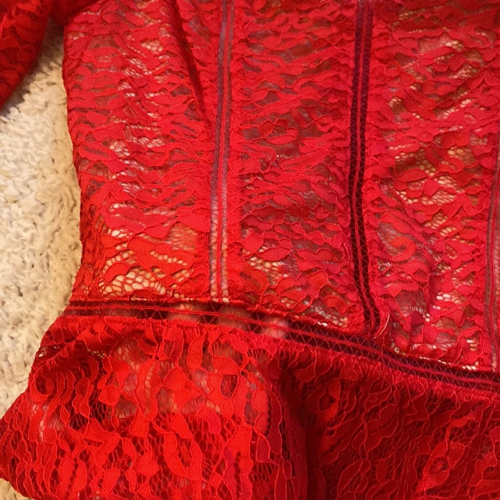 Red lace top - Picture 3 of 12
